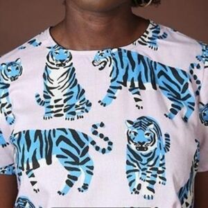 Nooworks Pink Blouse with Blue Tiger Print